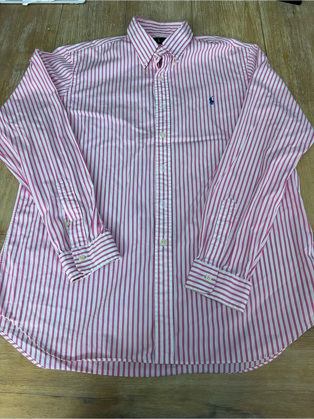 Ralph Lauren Pink and White Striped Button-Down Dress Shirt